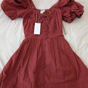 Cleobella Rust Puff Sleeve Dress